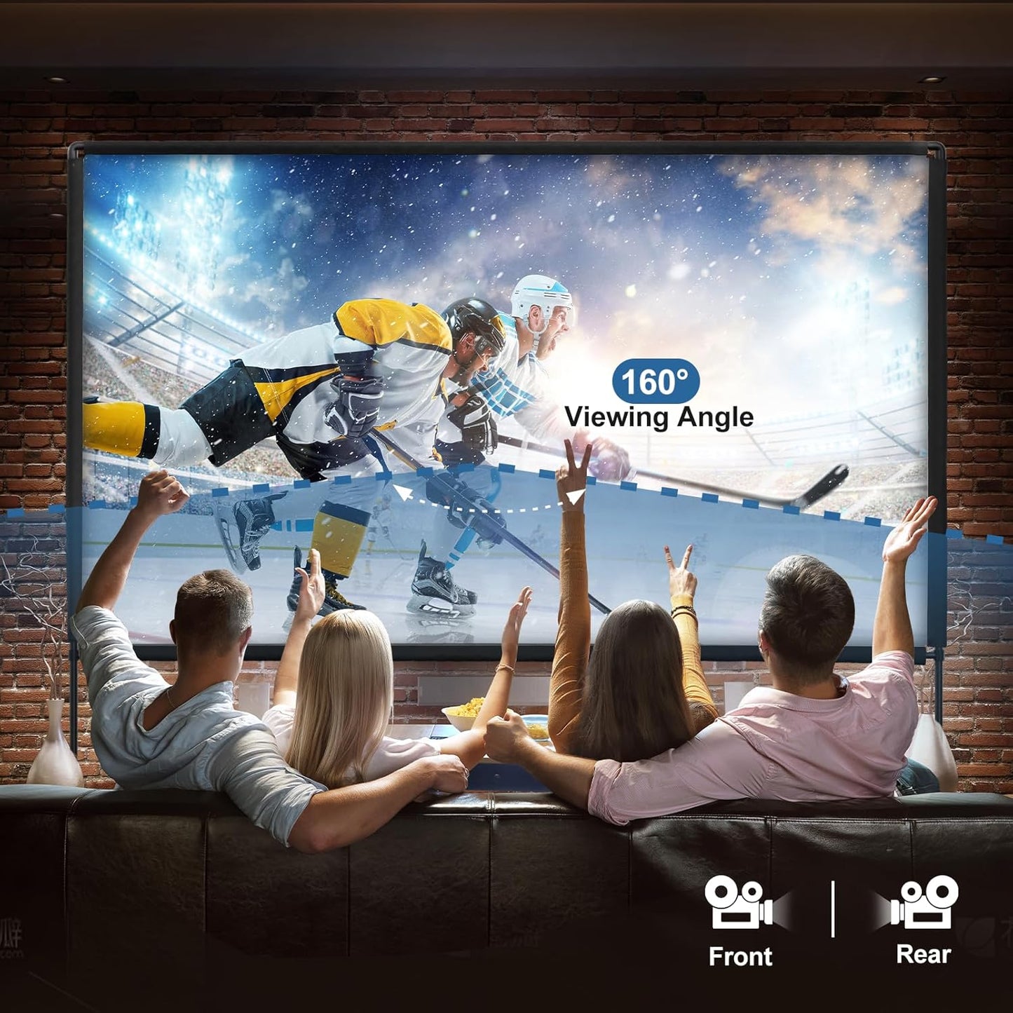 Outdoor Projector Screen with Stand, Qoolfoto 120 Inch Portable Projector Screen, Indoor Outdoor Projection Screen 16:9 4K HD Wrinkle-Free Movie Screen with Carry Bag for Backyard Movies Home Theater