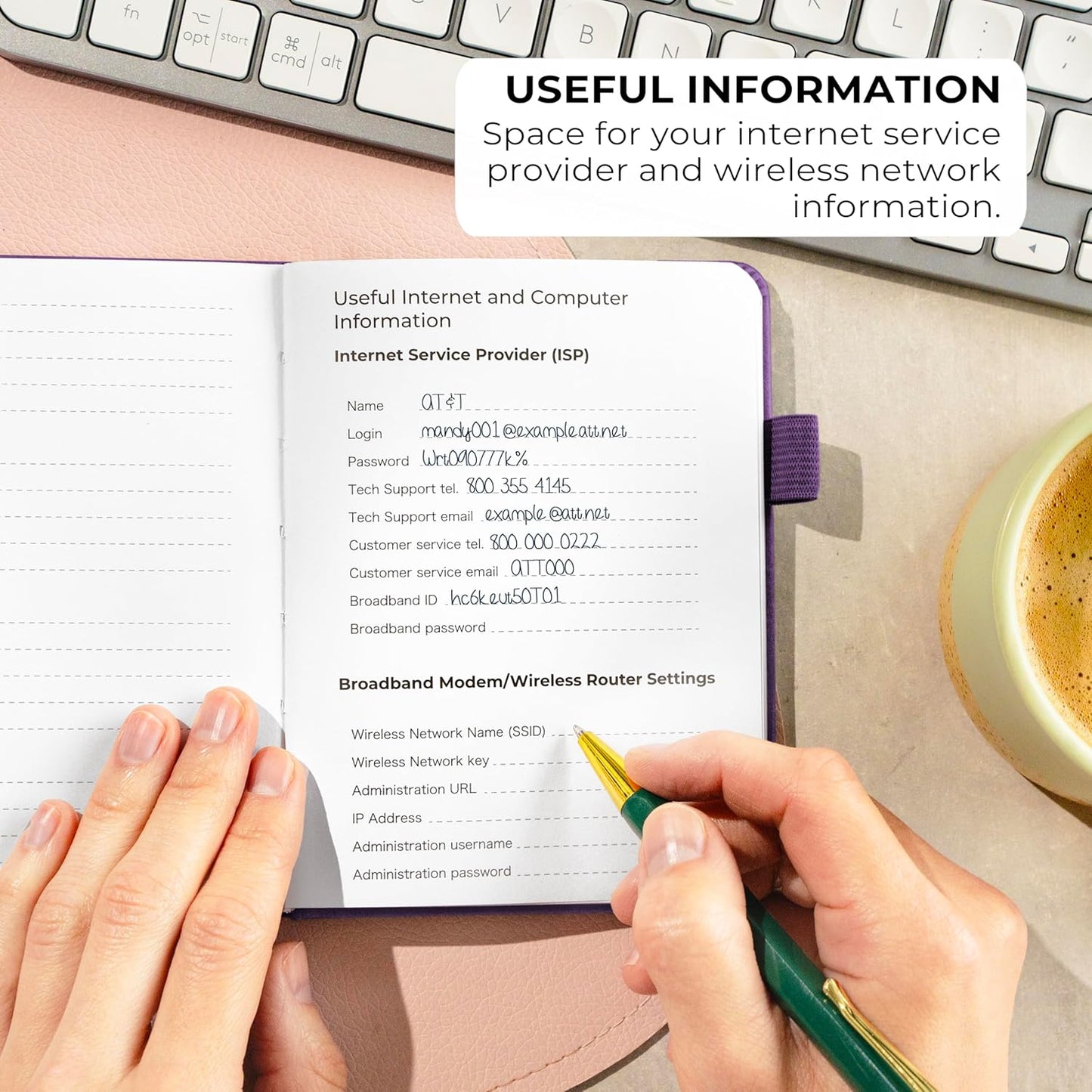 Clever Fox Password Book with alphabetical tabs. Internet Address Organizer Logbook. Small Pocket Password Keeper for Website Logins (Purple)