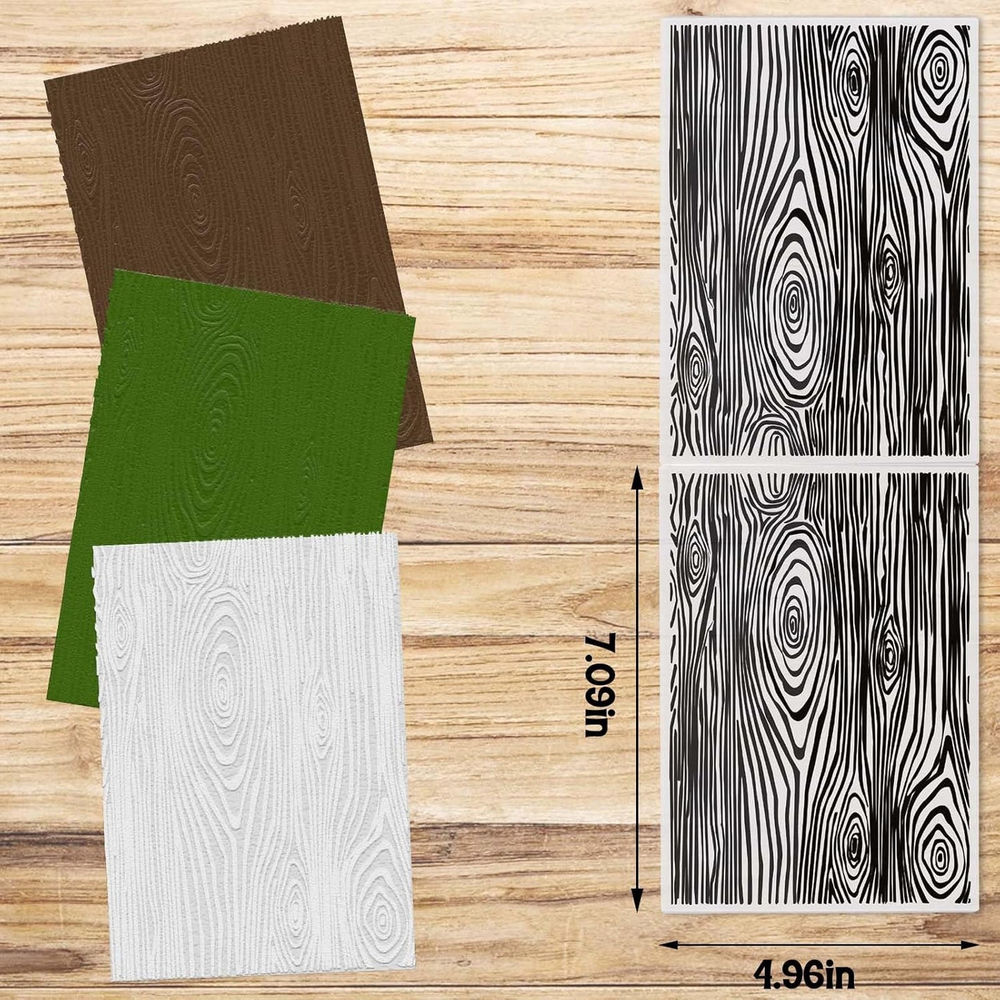 ALIBBON Wood Grain Background Plastic Embossing Folders for Card Making, Wooden Stripes Background Embossing Folders for DIY Scrapbooking, Tree Bark Folders for Paper Craft Photo Album Decorations