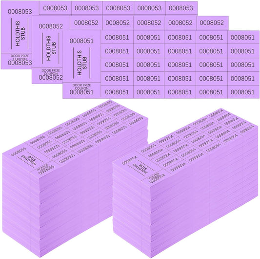 Kosiz 2000 Sheets Raffle Ticket 25 Bid Chinese Auction Tickets Tricky Tray Basket Raffle Sheets for Back to School Class Rewards Carnival Door Prizes Events(Purple)