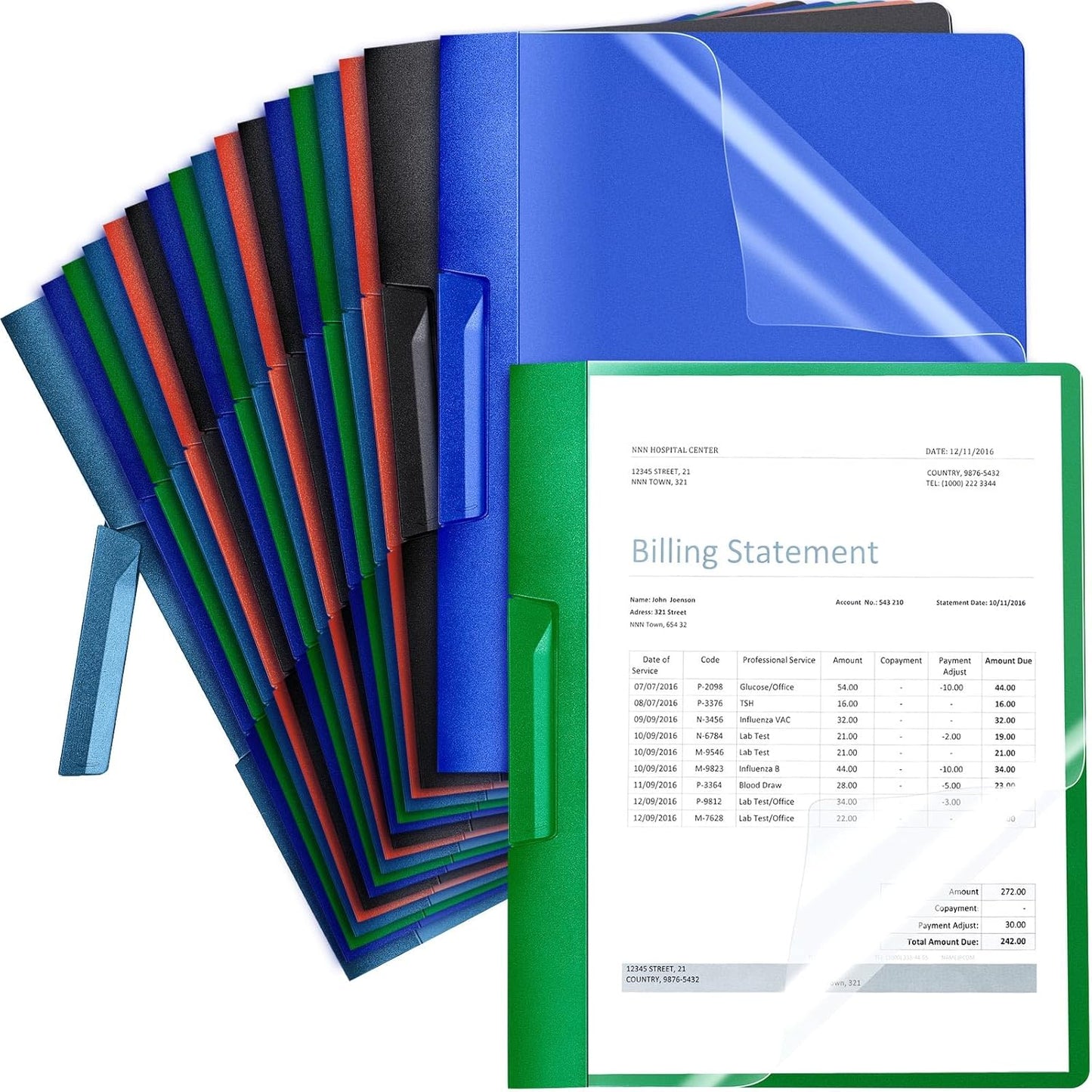 Maitys 25 Pack Clear Report Covers with Clip 11.4 x 9 Inch Presentation Folders Transparent Front Cover Portfolio Folder Resume Folder Interview Report Folders for Letter Size(Multicolor)