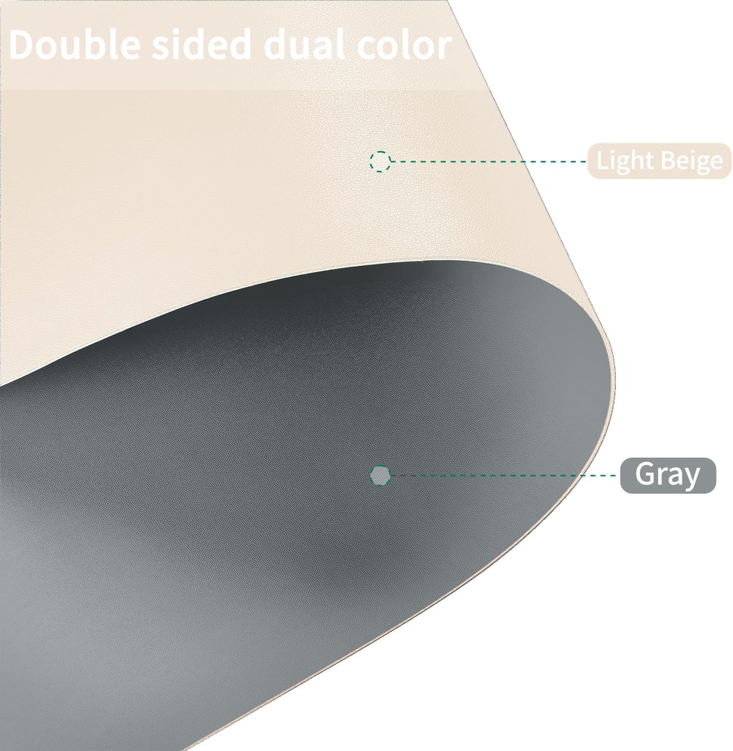 Leather Table Cover,1.8mm Thick,42x60 Inch Table Protector,Table Protector for Dining Room Table,Dining Table Cover,Table Cover Protector(Off White+Light Gray,42x60)