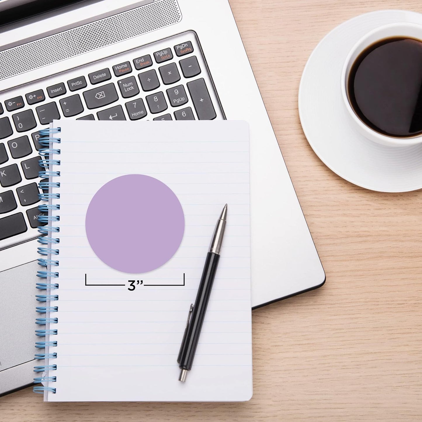 ChromaLabel 3 Inch Round Label Permanent Color Code Dot Stickers, 500 Labels per Roll, Lavender