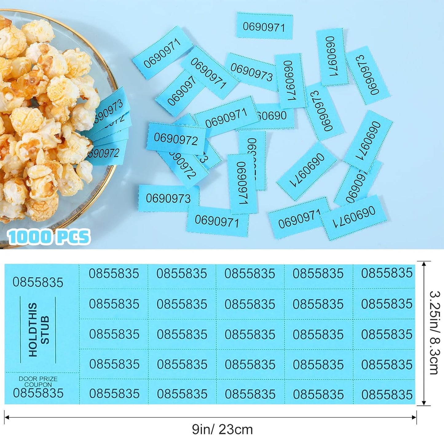 Kosiz 1000 Sheets 25 Bid Raffle Tickets Chinese Auction Ticket Sheets for Events Church (Lake Blue)