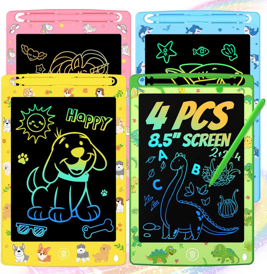 4 Pack LCD Writing Tablet for Kids, 8.5 Inch Colorful Doodle Board Drawing Pad, Educational Learning Travel Toys Birthday Gifts for Boys Girls Age 3 4 5 6 7 8