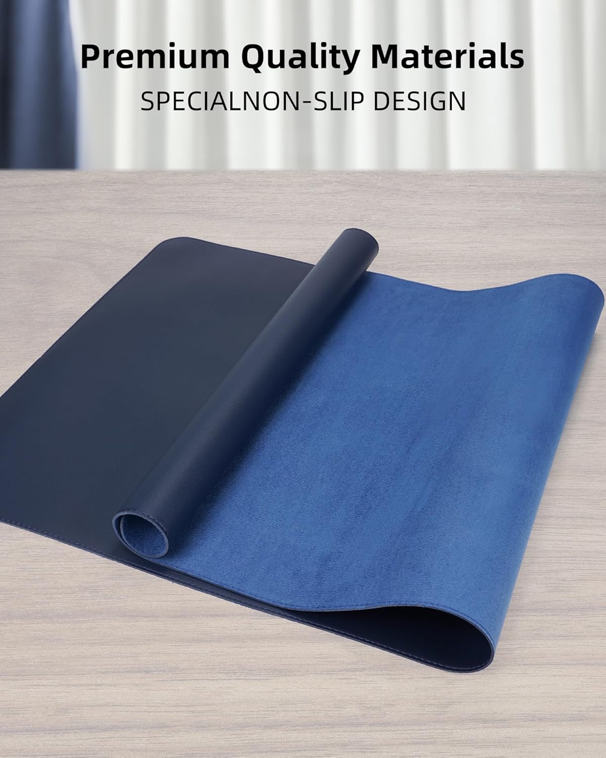 PU Leather Desk Mat Protector - 48"x17" Large Non-Slip Office Desk Pad, Waterproof Keyboard & Mouse Pad, Premium Workstation Cover for Home & Office (Midnight Blue)