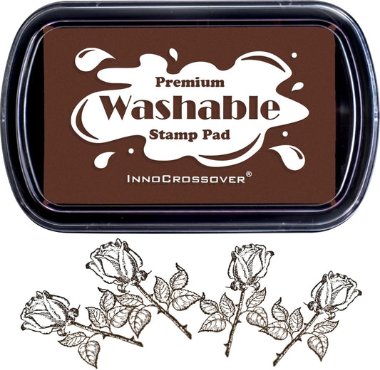 Washable Ink Pad, Best Stamps for Kids, Kids Crafts, Paw Print Kit, Baby Footprint Kit, Stamp Pads on Scrapbooking, Fingerprint Ink Pad, Easy to Wash Off Skin| Large | Safe Non-Toxic (Wood Bark)