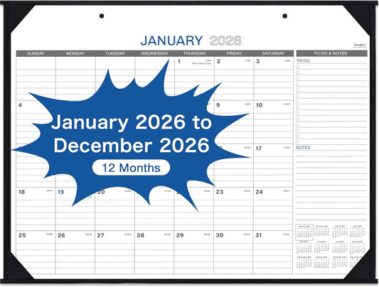 2026 Desk Calendar - Large Desk Calendar 2026, Jan. 2026 – Dec. 2026, 22" x 17", Office Supplies, Corner Protector, Ruled Blocks, 2-in-1