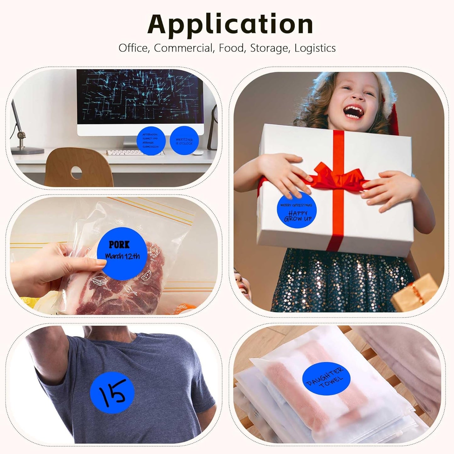 PARLAIM 3”Color Coding Labels Stickers,4Rolls/2000per Dispenser Box Round Adhesive Circle Dot Stickers for Inventory Office Home (Blue)