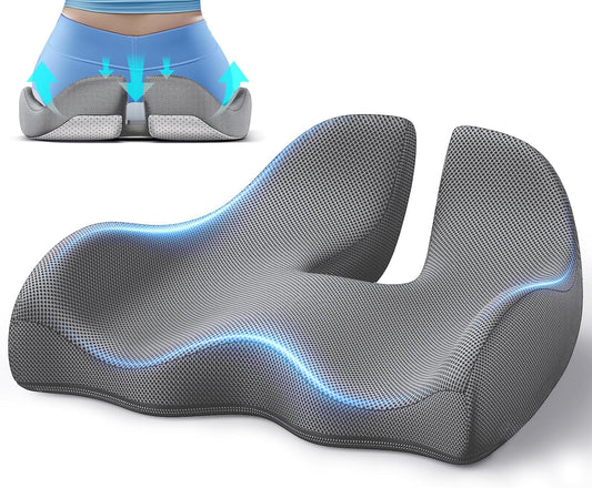 Benazcap X Large Memory Seat Cushion for Office Chair Ergonomic Cushions Pad Pillow for Pressure Relief Sciatica & Pain Relief Memory Foam for Long Sitting for Gaming Chair and Car Seat Gray