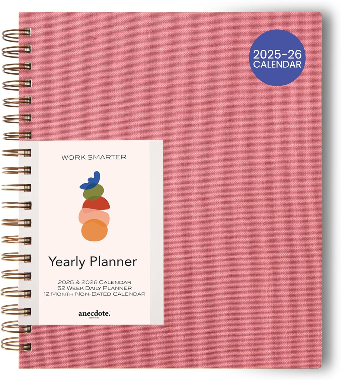 Anecdote Planner 2025 (8.5" x 10") Spiral Yearly Planner - 2025 Planner Weekly and Daily - Features a Library Buckram Cover, Brass and A4 Size Bleed-Resistant Paper - Organize All 52 Weeks. Start Anytime – Blossom