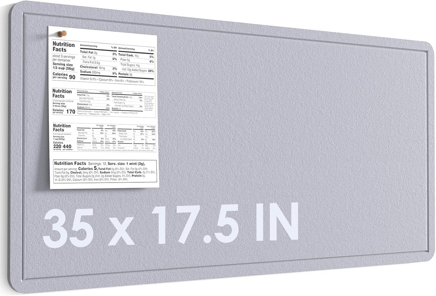 MaxGear Bulletin Board 35" x 17.5", Foldable Small Felt Board Vision Board Supplies, Cork Board for Office, Home, School, Pin Boards for Walls Decorative Picture Framed Display Board Gray