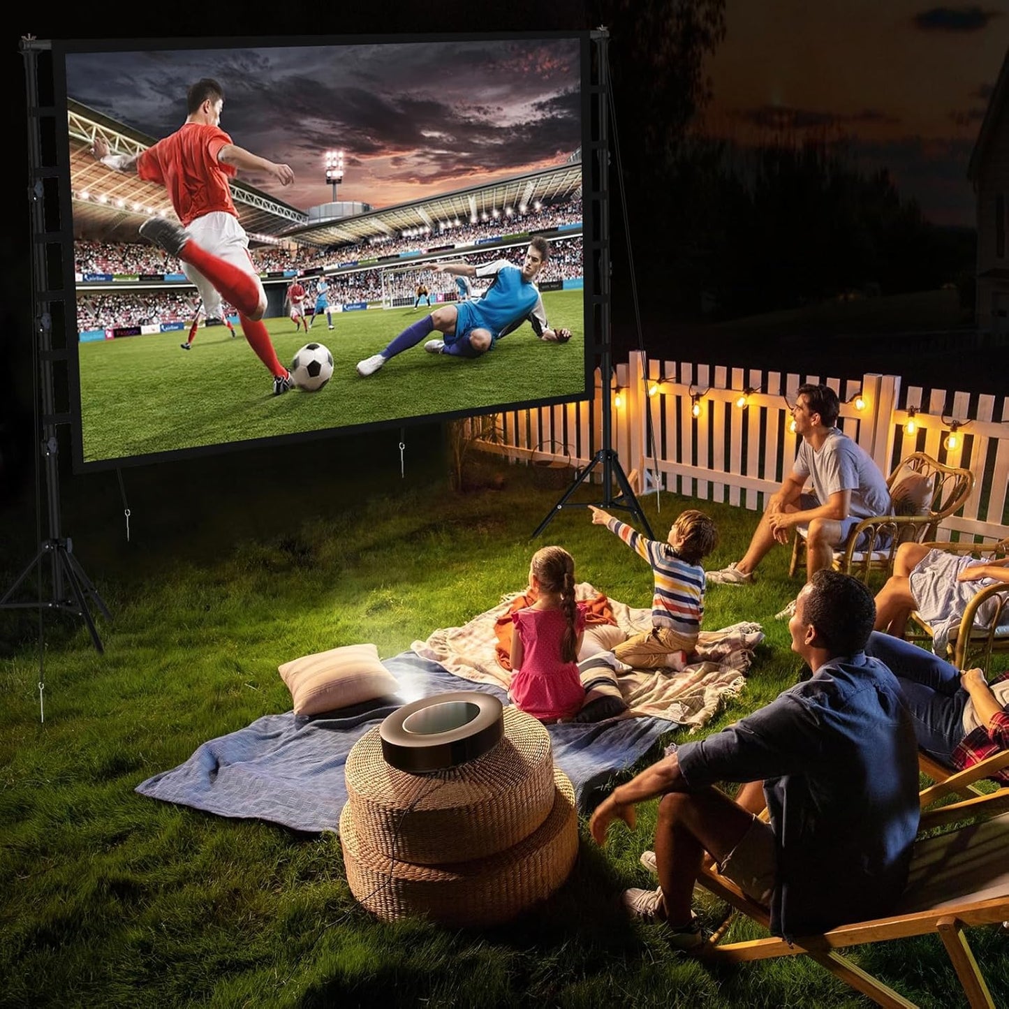 Outdoor Projector Screen with Stand 150 Inch: VOOPVOR Portable Projection Screen and Stand, Indoor Rear Front Movie Screen 16:9 4K HD, with Carry Bag,Support Height Adjustable for Home Theater Camping