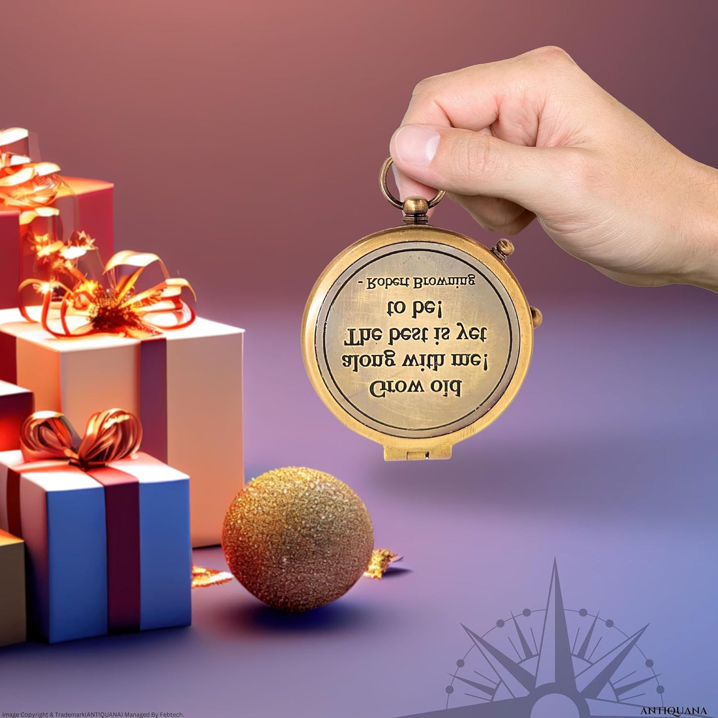 Brass Directional Engraved Compass, Baptism Gifts for Boys Girls, First Communion, Christian Gifts for Men, First Confirmation Gifts for Boys, Inspirational