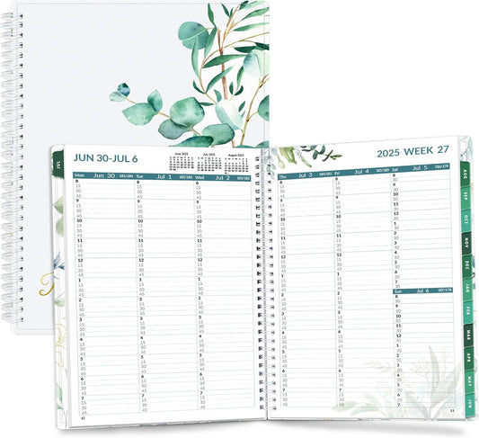 SUNEE 2025-2026 Appointment Book, Quarter-Hourly, Weekly & Monthly - from July 2025 to June 2026, 8.5"x11" Academic Planner, Flexible Cover, Note Pages, Bookmark, Spiral Binding, Leaves