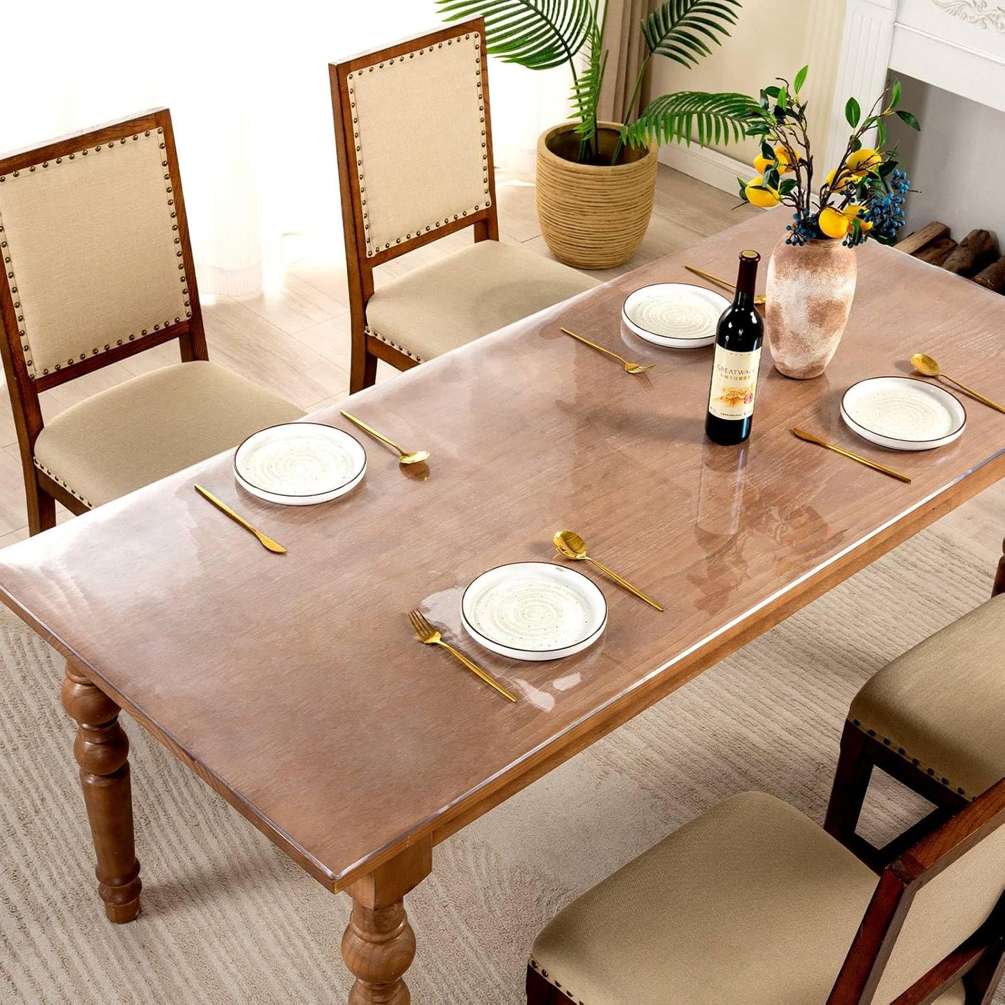 20 x 60 Inch Clear Table Cover, 2mm Thick Desk Mat, Plastic Vinyl Table Protector, Desk Pad