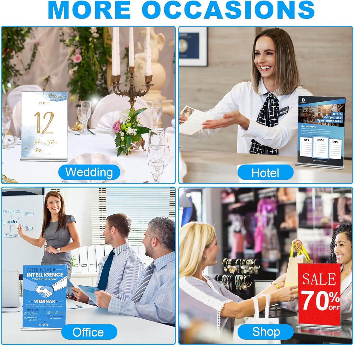 EHWINE 24 Pack Acrylic Sign Holder 4x6, Double-Sided Stand up Table Top Sign Holders, Clear Acrylic Picture Frame Paper Holder Display Stand for Office Business Store Wedding Party