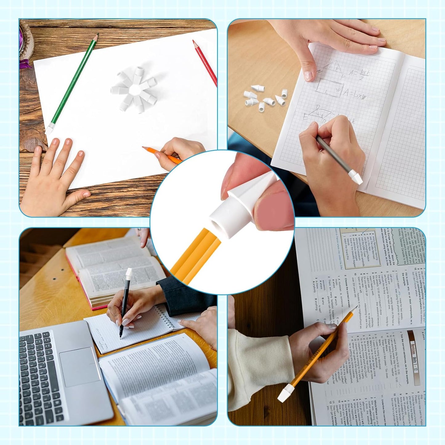 PRALB 400PCS White Pencil Top Eraser, Cap Erasers Toppers for Pencils, Pencil Eraser Caps for School Supplies, Classroom, Office, Party Favors & Games Prizes