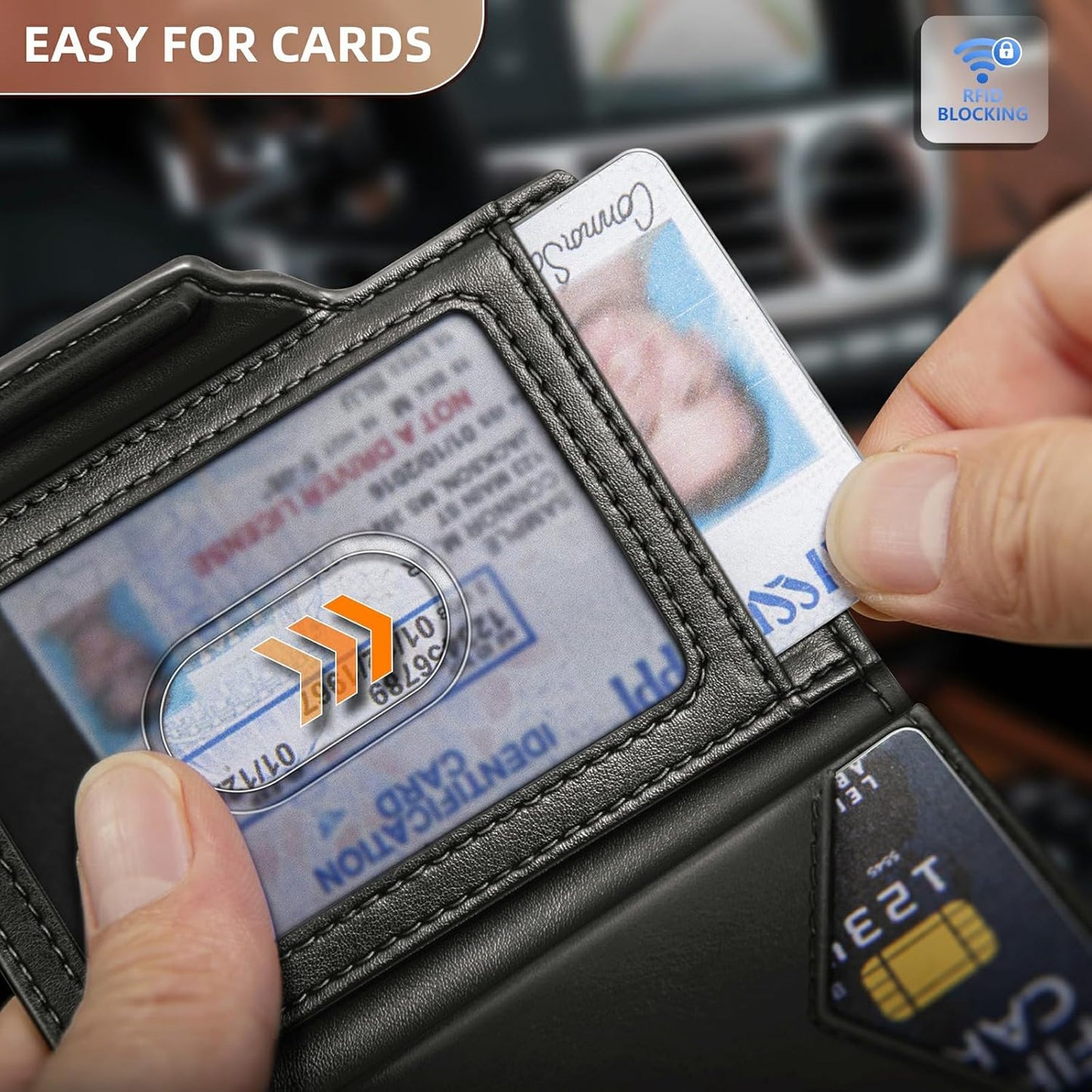 KEMISANT Airtag Wallet Men Gift,Mens Slim Front Pocket Wallet Money Clip Standard or Apple Airtag Use 3.8"×2.8"×0.9"