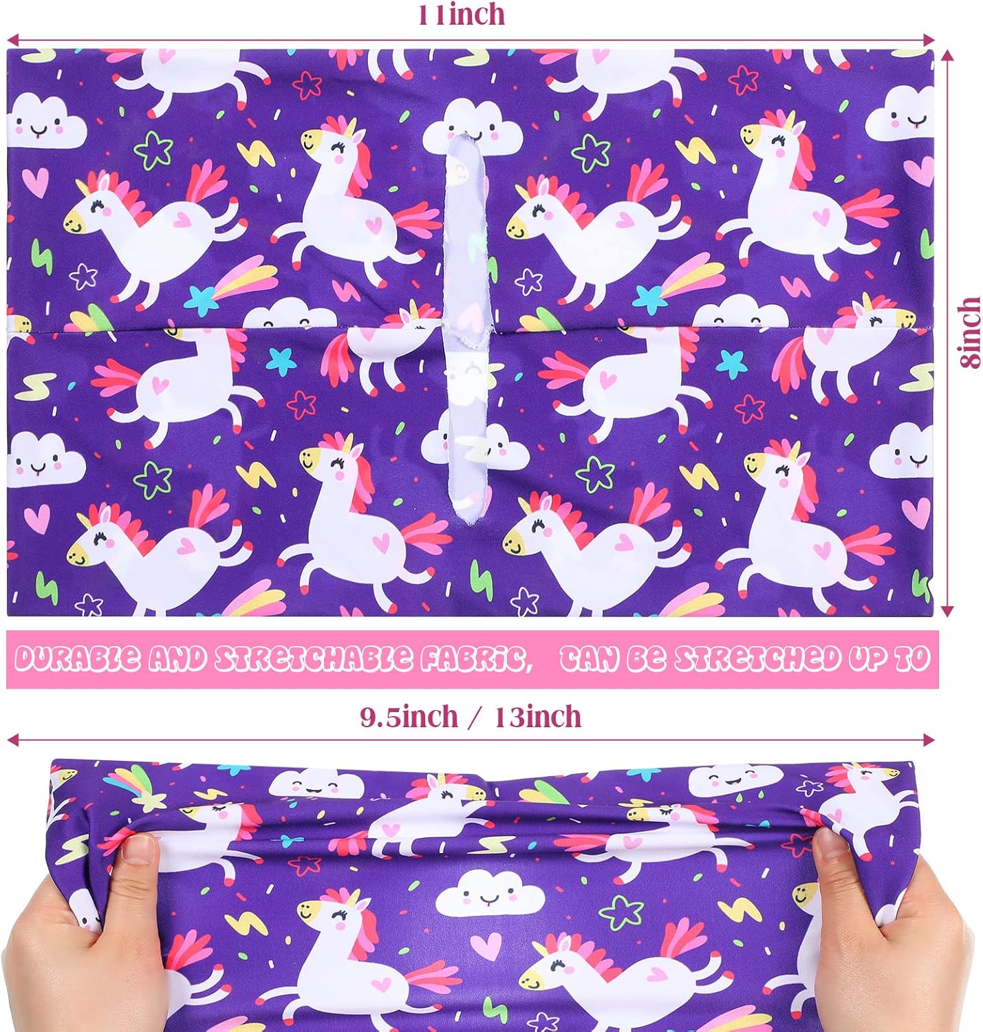 6 Pack Stretchable Book Cover Jumbo Fabric Book Covers Colorful Pattern Print Book Protector Washable Reusable Protective Textbook Cover for Hardcover Textbooks up to 9 x 11 Inch (Unicorn Pattern)