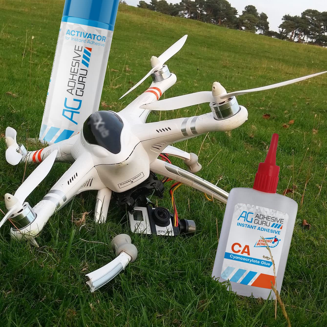 Adhesive Guru CA Glue with Activator Woodworking (72 x 0.9 oz - 72 x 3.38 fl oz) Ca Glue for Woodworking, Cyanoacrylate Glue and Activator (72 Pack)