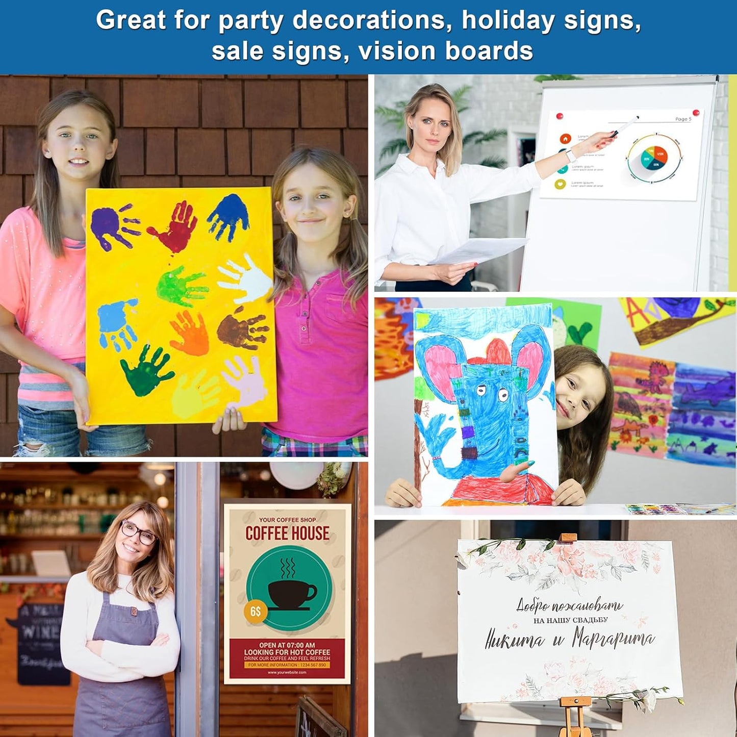 28 Pcs 14" x 22" Poster Board White Poster Board Paper Bulk 250 GSM Thickness Vision Boards Smart PosterBoard for Drawing School Arts Craft Projects Presentations Scrapbooking Blank Graphic Display