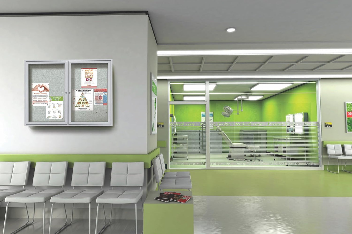 Ghent 36"x48" 2-Door Outdoor Enclosed Vinyl Bulletin Board, Shatter Resistant, with Lock, Satin Aluminum Frame - Ebony (PA23648VX-183 ), Made in the USA