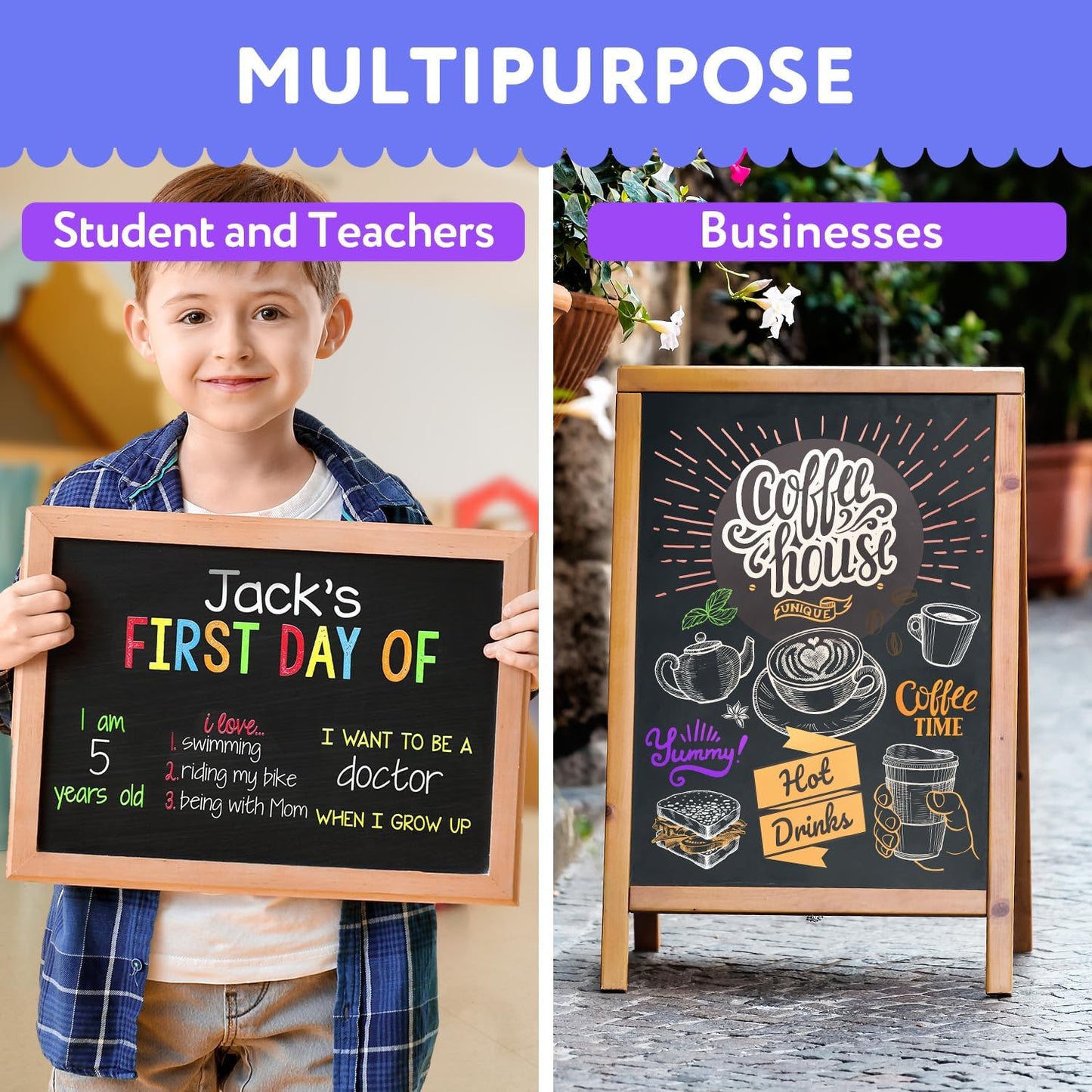 TFIVE Yellow Liquid Chalk Markers - 2 Pack Bright Colors Erasable Chalk Marker Pens, Reversible Tip, Non-Toxic, for Chalkboards, Signs, Glass, Easy to use Chalk markers TF800