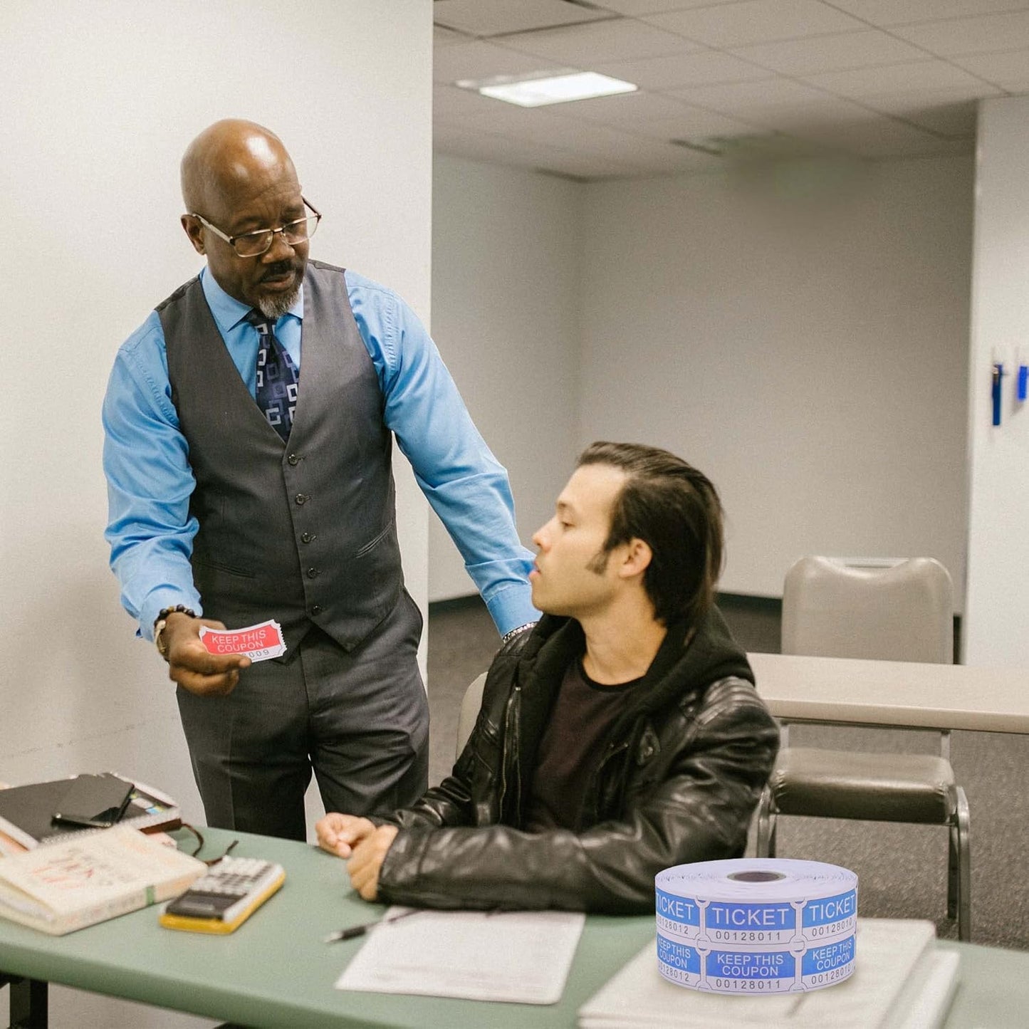 ESSENTIAL 1000 Blue Double RaffleTickets Roll, Raffle Tickets Printable for Leisure, Movie Watching, Entertainment