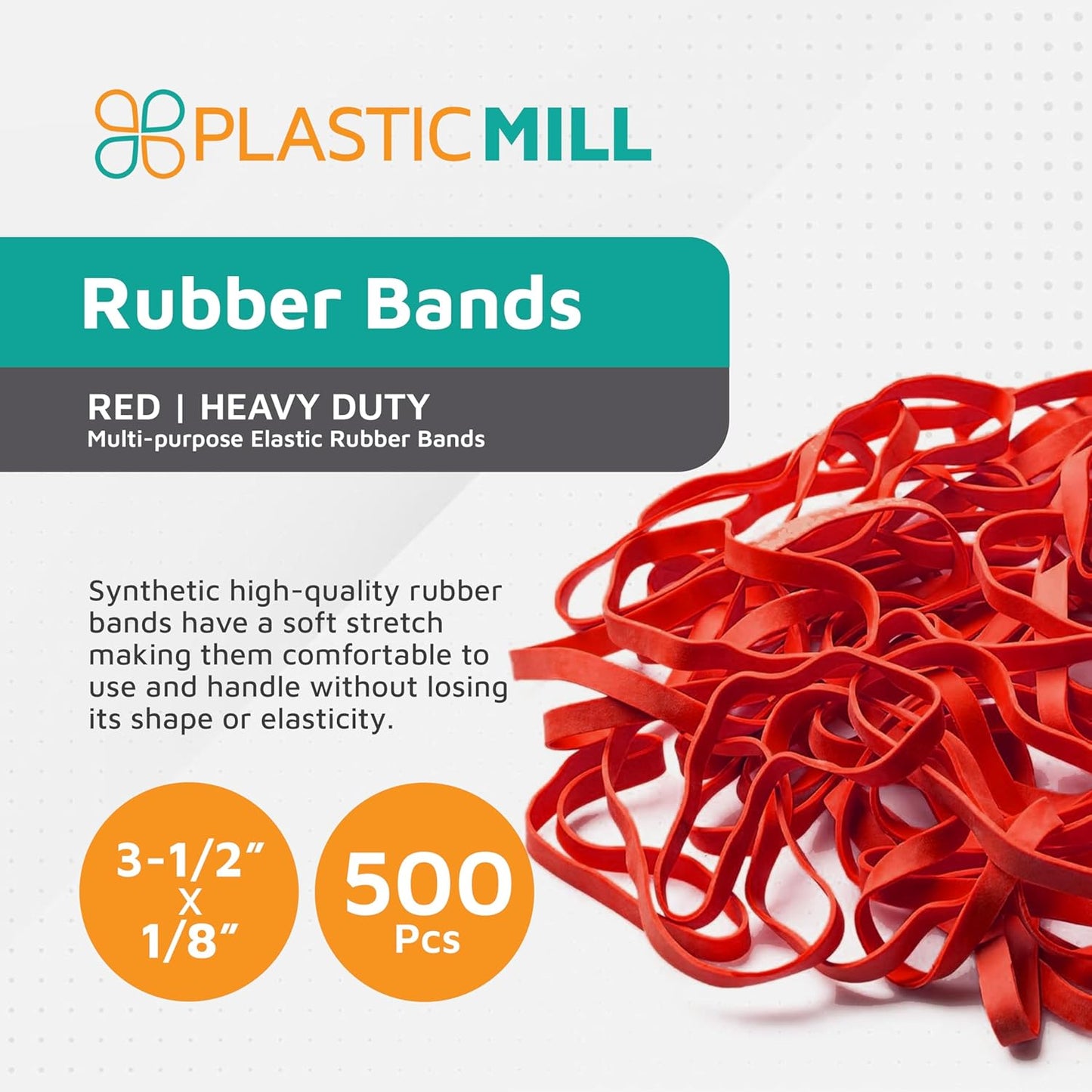 PlasticMill Rubber Bands - #33 Size - Red Rubberbands - 1LB/500 Count