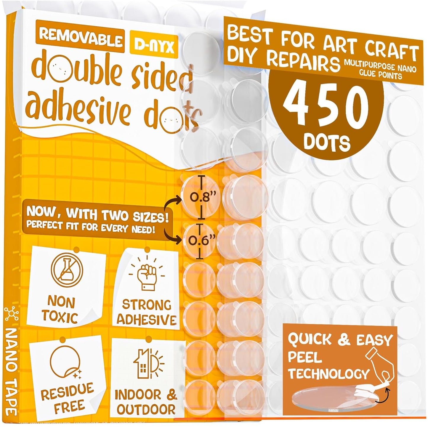 Double Sided Tape Sticky Dot Stickers 280, 350, 450, 550 or 700 Pack Removable Putty No Trace Clear Sticky Tack Waterproof Small Stickers for Festival Decoration Picture (450 Sticky Dots)
