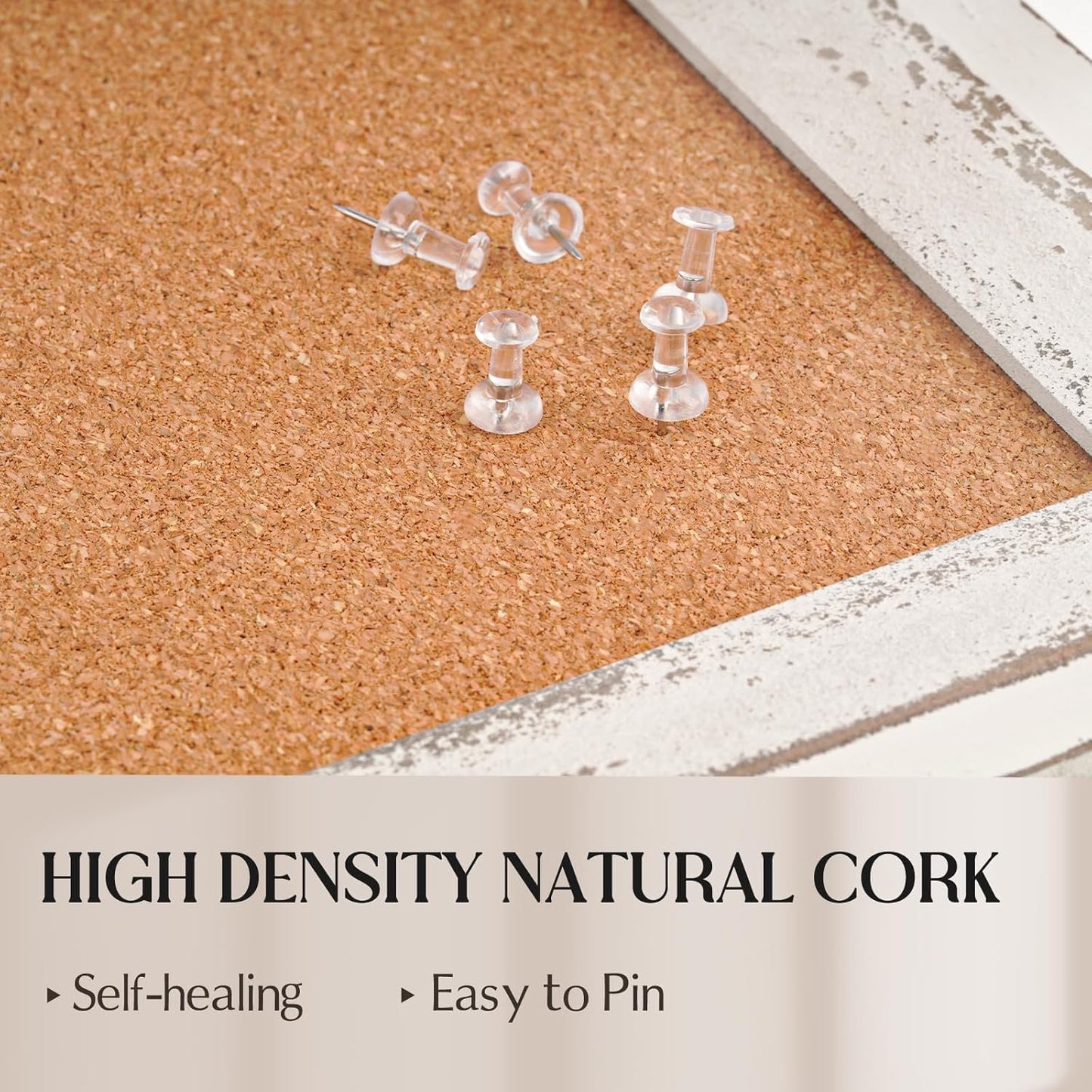 White Cork Board Bulletin Board, 24" x 18" Wooden Framed Corkboard for Office, Decorative Hanging Pin Board Vision Board for Office Home School Decor