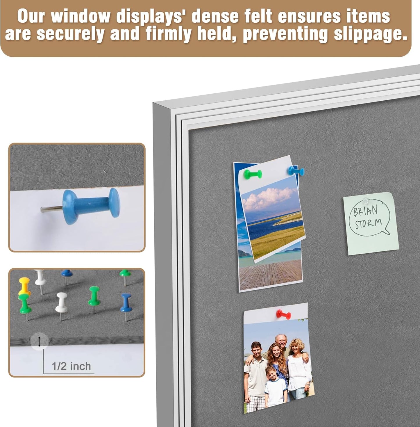 48"x30" Enclosed Bulletin Board, Outdoor Lockable Weather-Resistant Aluminum Cork Noticeboard for School & Office, Silver Frame w/Grey Flet