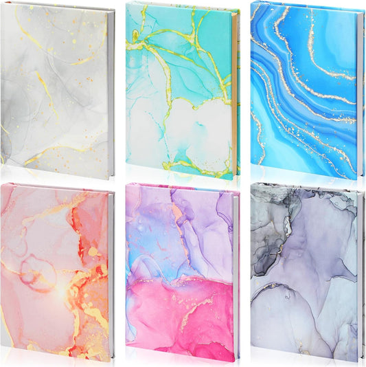 Yexiya 6 Pcs Stretchable Book Cover Jumbo Fabric Book Covers Colorful Pattern Book Protector Washable Reusable Protective Textbook Cover for Hardcover Textbooks up to 9 x 11 in (Marble Pattern)