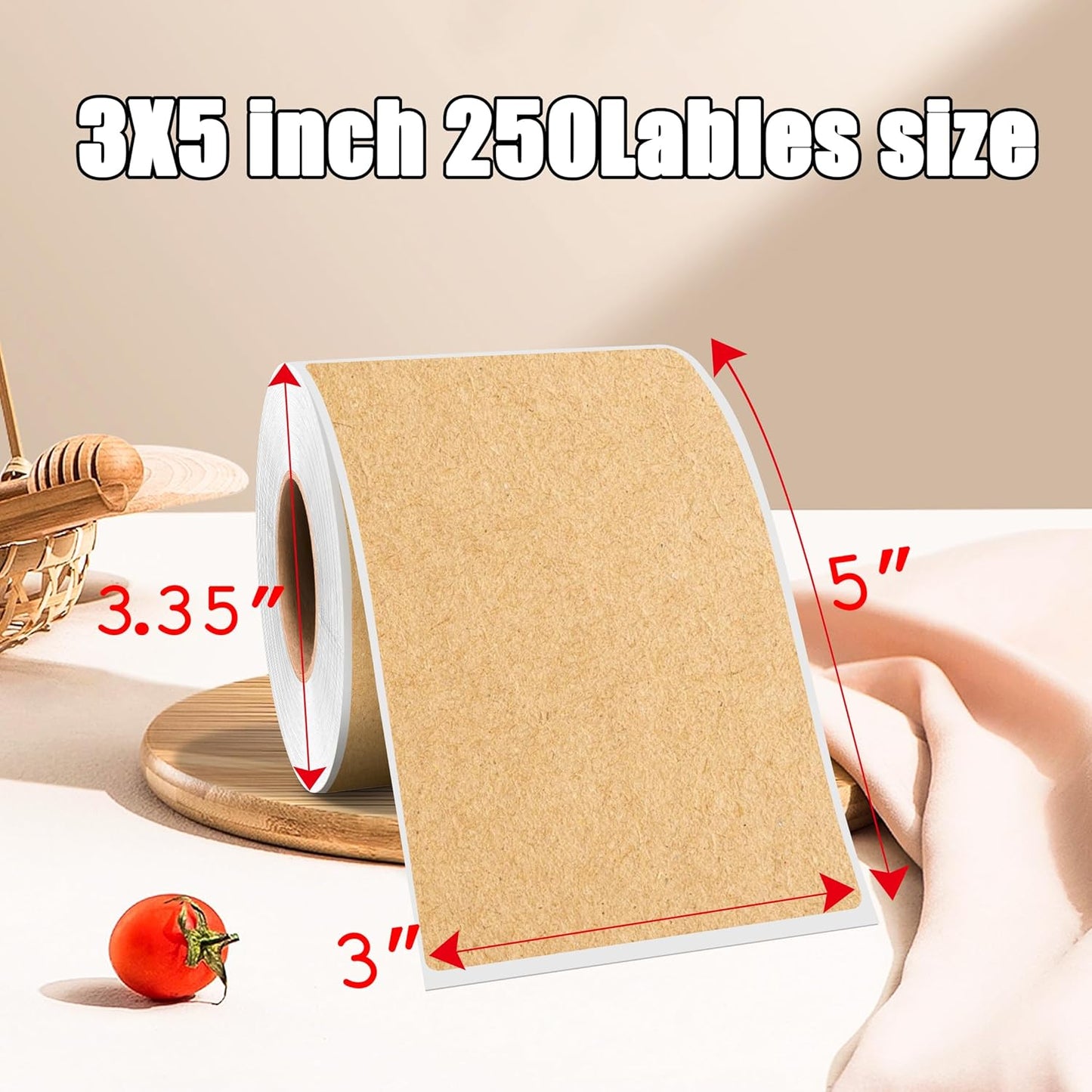 3 x 5 Inch 250Pcs Rectangle Color Coding Stickers,Strong Adhesion Easy to Write Label for Moving,Box Organization,Inventory,Business,Kraft Paper