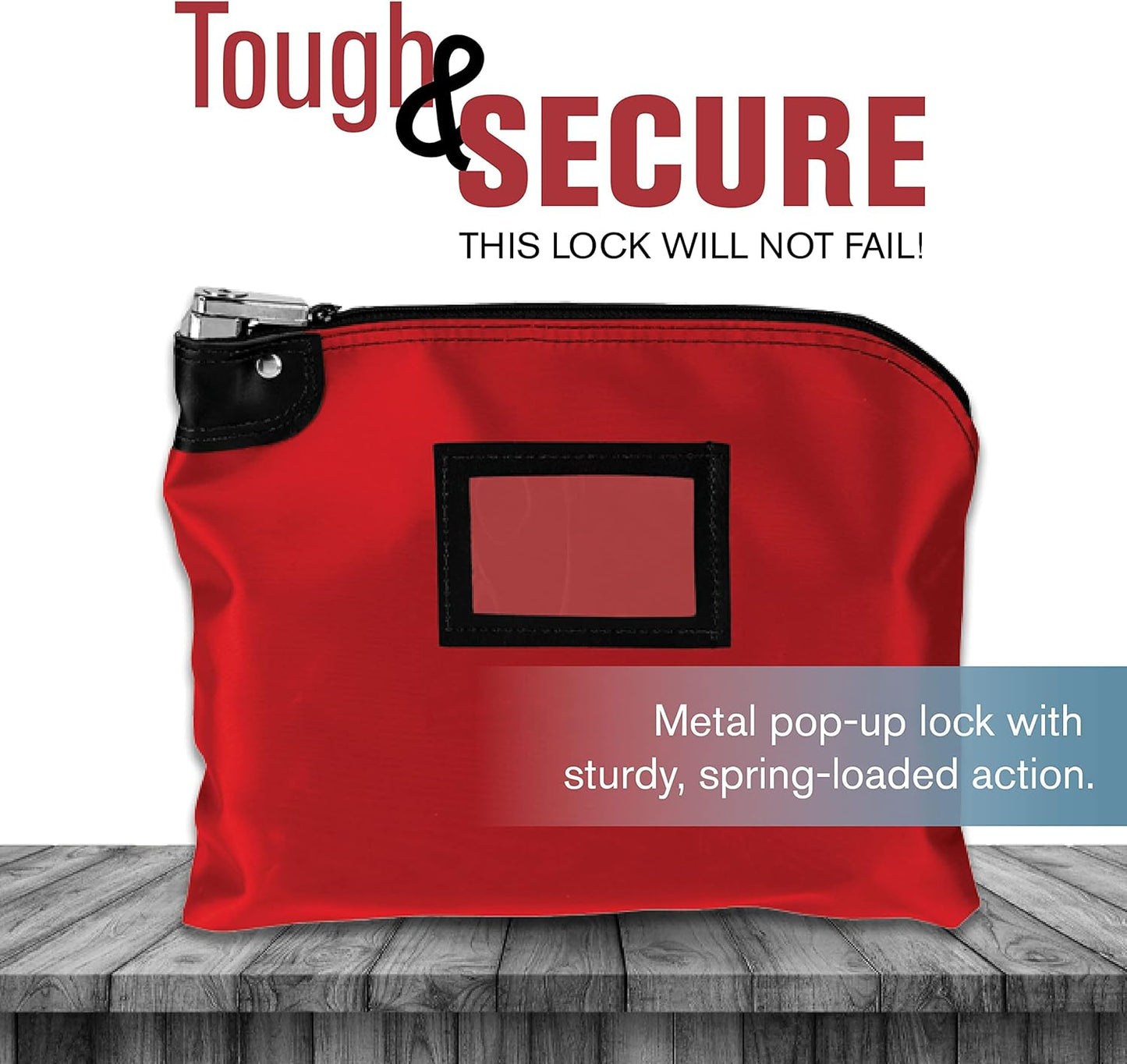 BankSupplies Laminated Nylon Locking Deposit Bag | Red | 15W x 11H | 2 Keys Included for Each Bag | HIPAA | Puncture Resistant Laminated Nylon | Double Stitched Seams