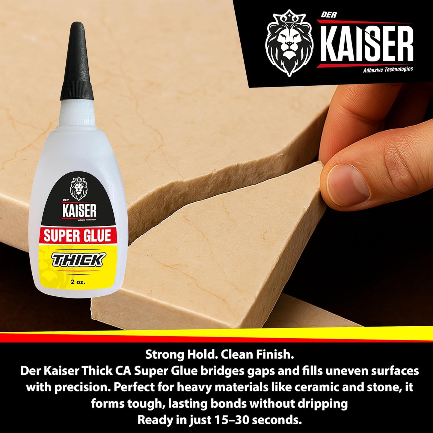 Thick Cyanoacrylate (CA) Super Glue – 2 oz Bottle – Gap-Filling Adhesive for Wood, Stone, Ceramic, and DIY Repairs