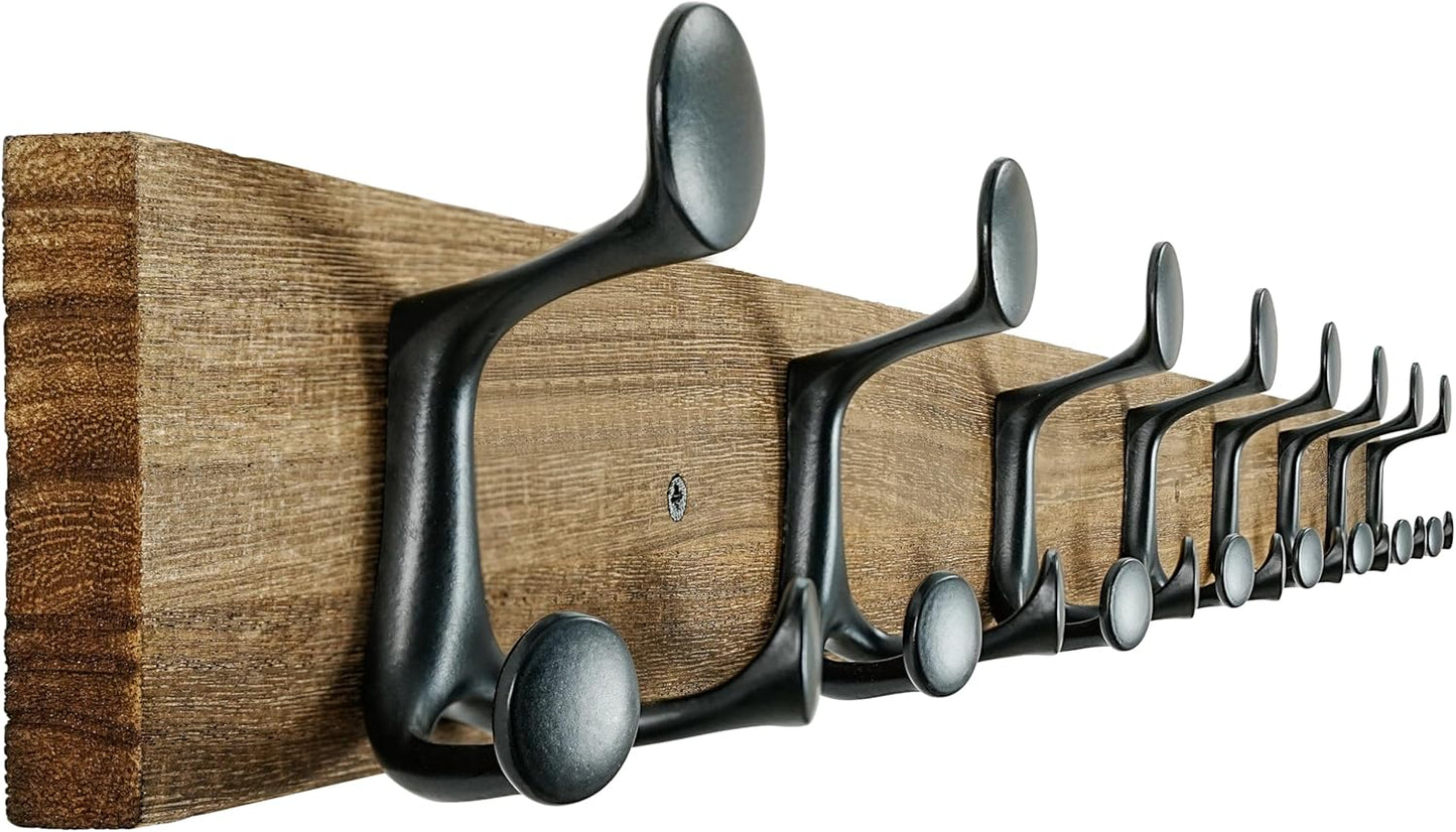 SKOLOO 43-Inch Wood Burnt Coat Rack Wall Mount with 8 Triple Hooks - Ideal for Family Entrances, Classrooms, and Pet Supplies Storage - Perfect Coat Hooks for Wall