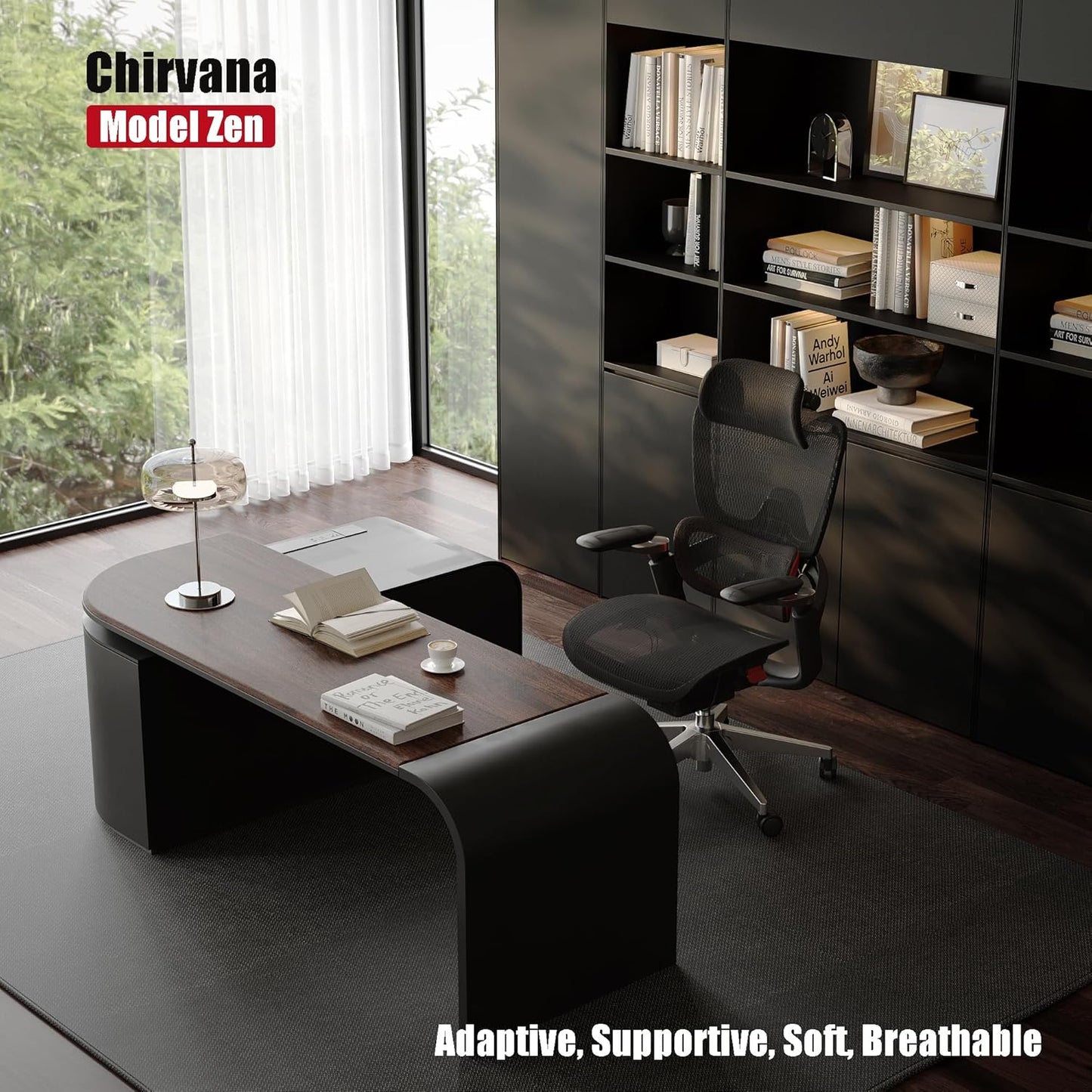 Ergonomic Office Chair, Big and Tall Mesh Computer Gaming Chair with Adaptive Lumbar Support, Work Chair with Headrest, 5D Armrest,90-130°Tilt, BIFMA Certified, Model Zen (Red)