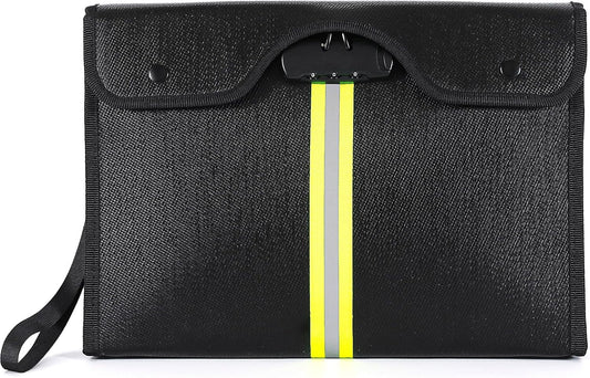 Fireproof Document Bag with Lock, Important Document Organizer for Home Safe, Waterproof Money Bag for Cash, Birth Certificate, Legal File, Passport