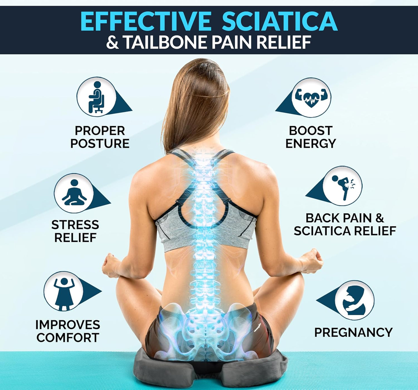 ComfiLife Premium Gel & Memory Foam Seat Cushion – Doctor Recommended Office Chair Cushion, Car Seat Cushion – Chair Cushions for Back & Sciatica Pain Relief – Seat Cushions for Office Desk (Charcoal)