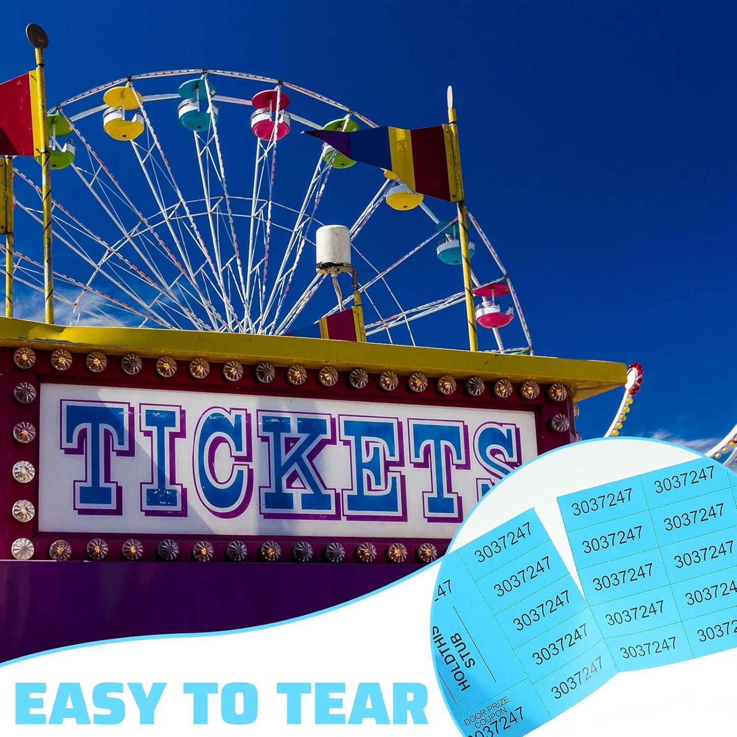 Kosiz 504 Sheets 20 Bid Raffle Ticket with Different Numbers Per Sheet Chinese Auction Tickets for Events Church Basket Auction Silent (Lake Blue)