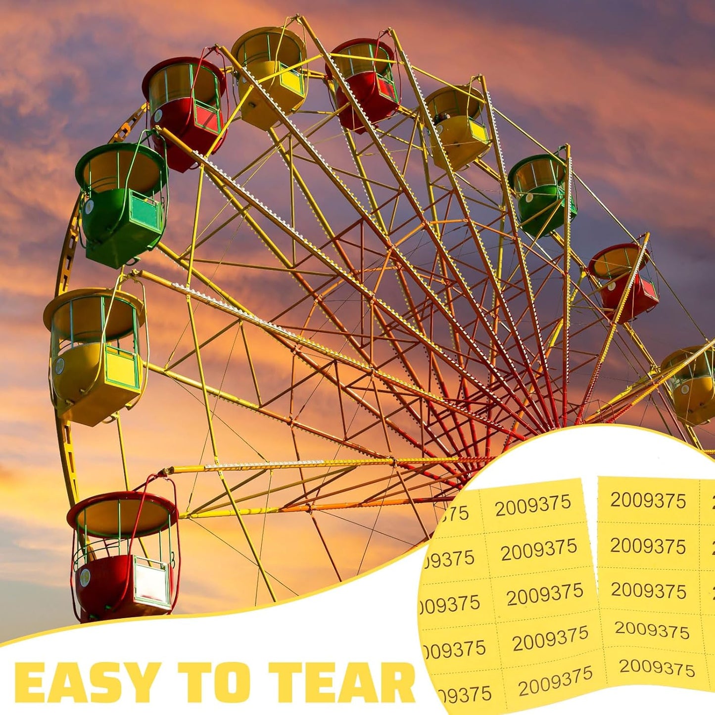 Kosiz 1000 Sheets 25 Bid Raffle Ticket Numbers - Chinese Auction Ticket Sheets for Events, Church (Deep Color)