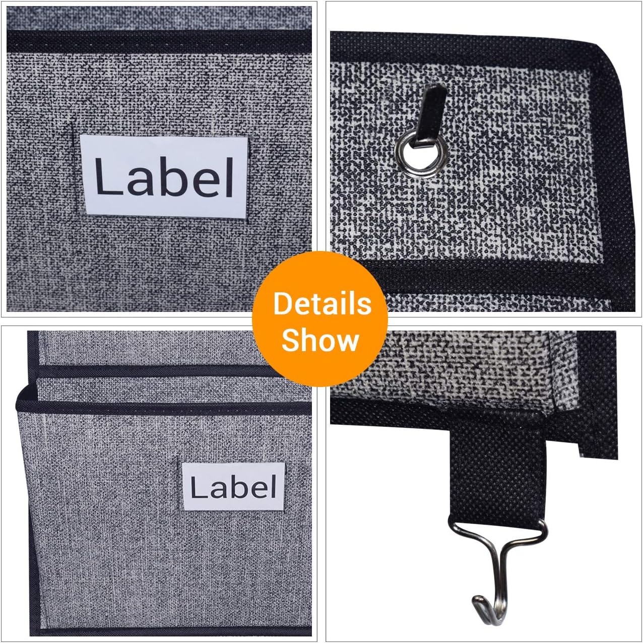 homyfort Over the Door File Organizer Hanging File Folders, Wall Organizers and Storage for Mail, Magazine, Notebooks, Planners, Office, Classroom, 5 Extra Large Pockets (Black with Pattern)