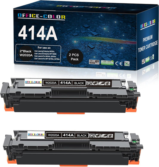 2 Pack Replacement for HP 414A Black Toner Cartridge W2020A for HP Color Laser Pro MFP M479fdw M454dw M454dn M479fdn Toner Printer Ink