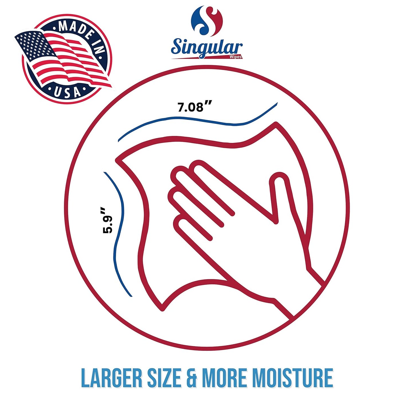 Hand Sanitizing Wipes Travel Size by Singular Wipes –100ct Individually Wrapped | Fragrance-Free, Moisturizing, 70% Isopropyl Alcohol Wipes | Travel, Home, Office, Daily Use | Made in USA