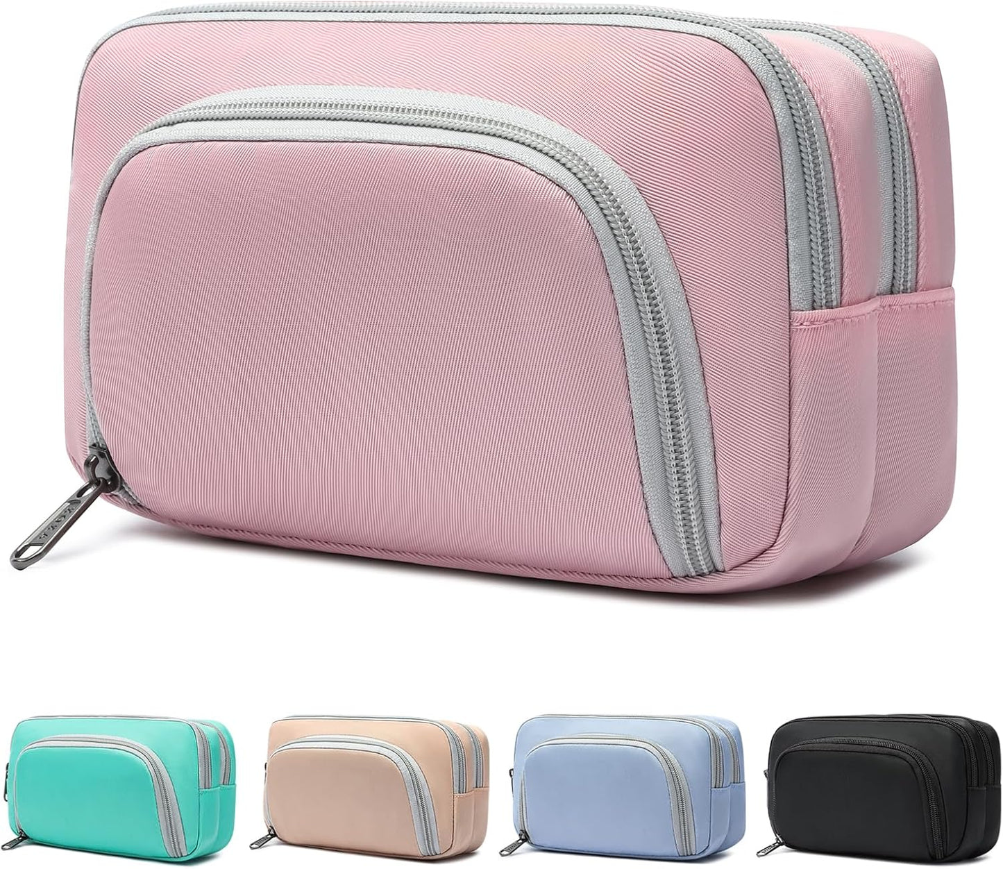 XQXA Pencil Pouch Cute Large Pencil Case Organizer, Multifunctional Big Capacity Pencil Pouch with 3 Compartmens, aesthetic school supplies Pencil Bag for Office Travel Men Women (01-Cherry Pink)