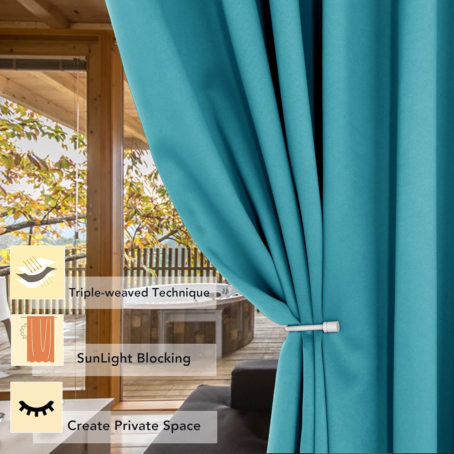 BONZER Room Divider Curtain Total Privacy Wall Noise Reducing Wide Blackout Curtains for Bedroom Living Room, 84L x 70W Inch (7L x 5.8W ft), 1 Panel, Teal