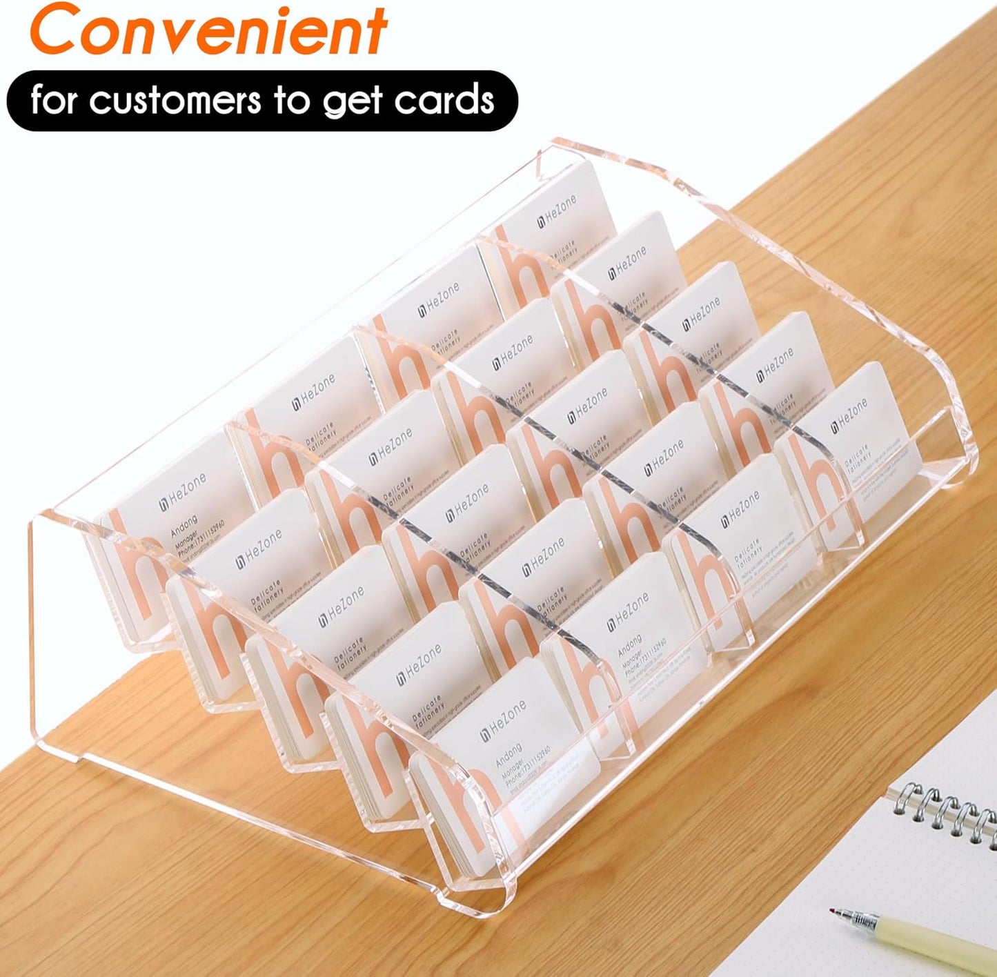Business Card Holder for Desk,Multiple Card Organizer,Acrylic Business Card Stand Display Holder,Office Desk Accessories for Man and Woman,Organize 1000 Cards-Clear(20 Slots 4 Tier-H)