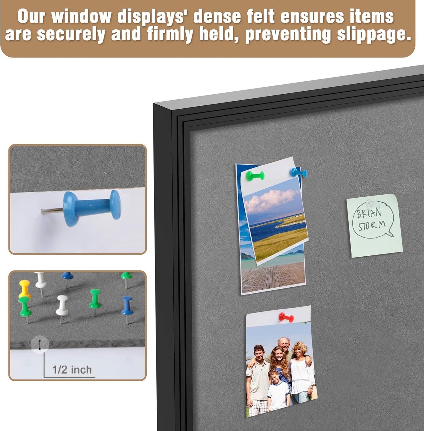 48"x30" Enclosed Bulletin Board, Outdoor Lockable Weather-Resistant Aluminum Cork Noticeboard for School & Office, Black Frame w/Grey Flet